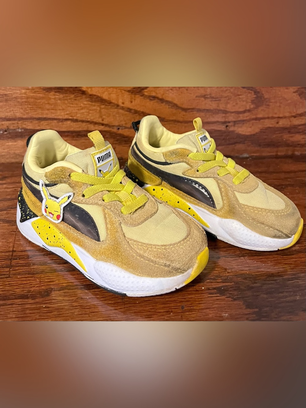 PUMA x Pokemon RS-X Pikachu Sneakers Youth Size 8C Yellow Suede Shoes